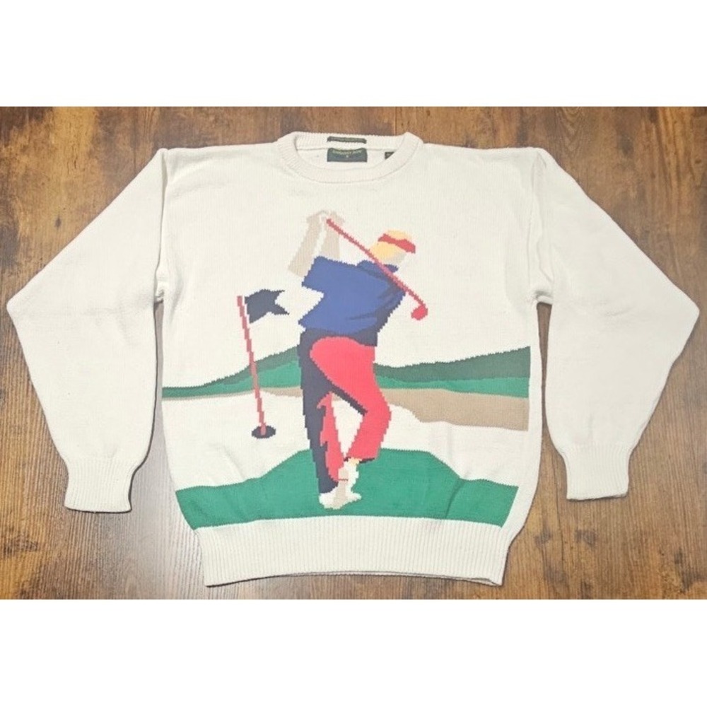 Embassy Row Cotton Collection Full Print Heavyweight‎ Golfers 90s VTG Large
